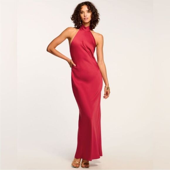 Ramy Brook Tatiana High Neck Satin Gown - Picture 1 of 3